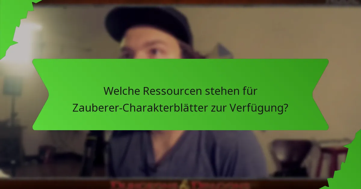 Welche Ressourcen stehen für Zauberer-Charakterblätter zur Verfügung?
