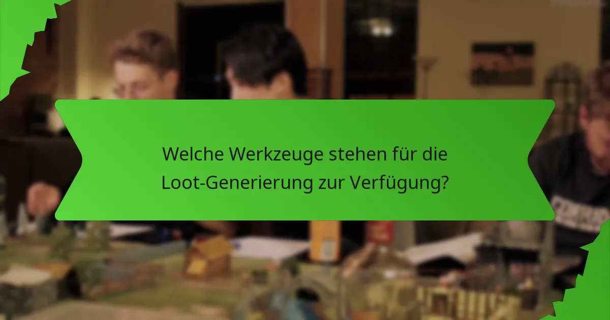 Welche Werkzeuge stehen für die Loot-Generierung zur Verfügung?